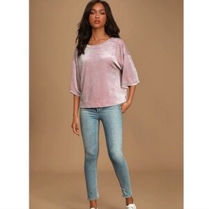 We The Free Valerie Velvet Top size Small Mauve Scoop Back
